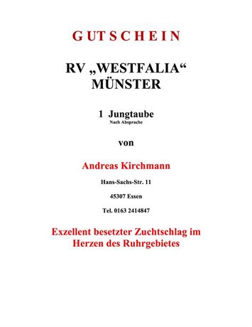Gutschein 1 Jungtaube Andreas Kirchmann