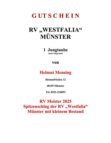 Gutschein 1 Jungtaube Helmut Mensing